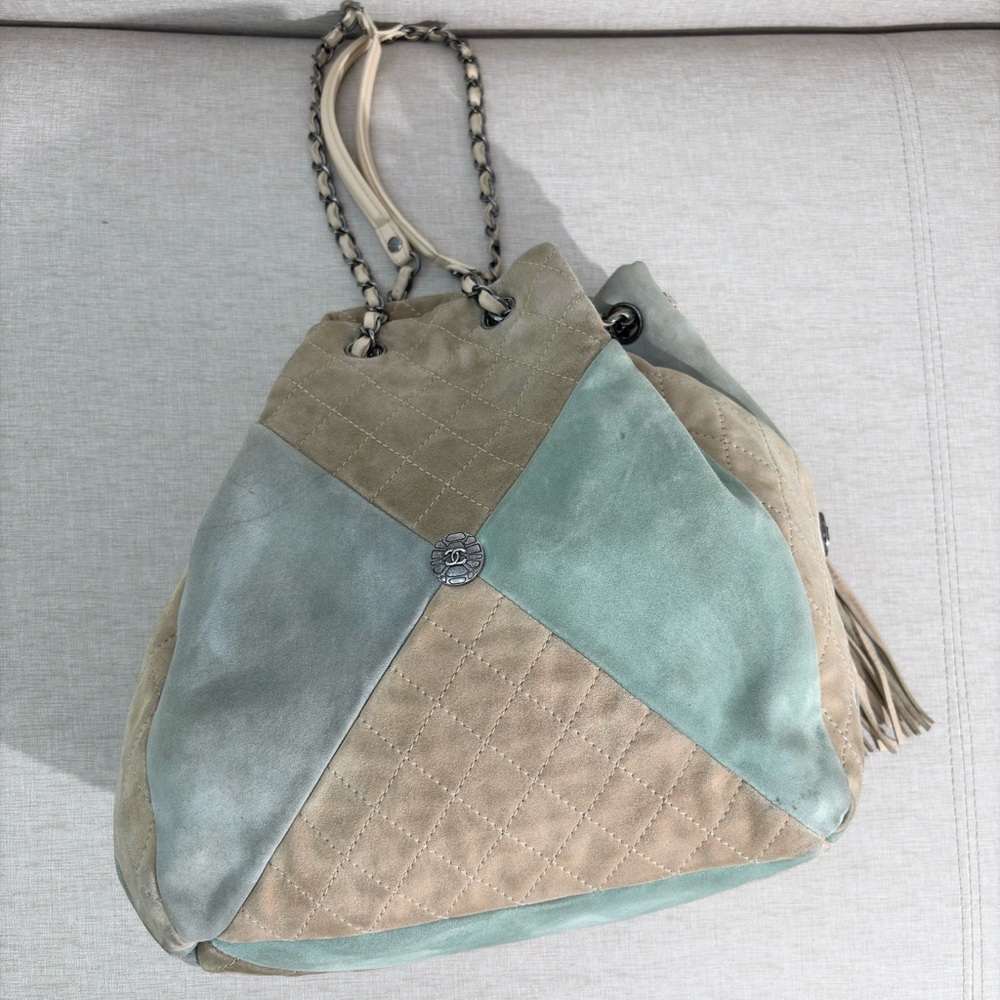 Chanel Multicolor Suede Patchwork Drawstring Hobo… - image 5
